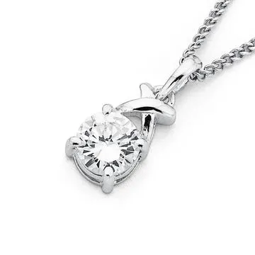 Sterling Silver Cubic Zirconia Kiss Drop Pendant