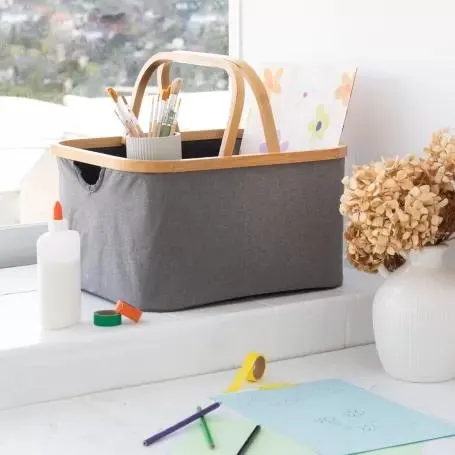 Fabric Box with Bamboo Frame and Handles