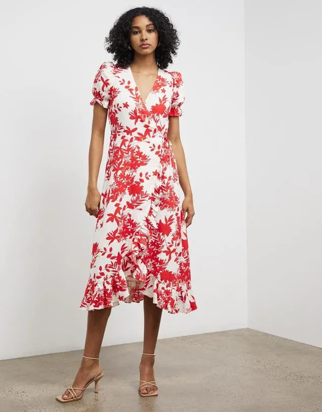 Linen Midi Wrap Dress - ICONIC EXCLUSIVE