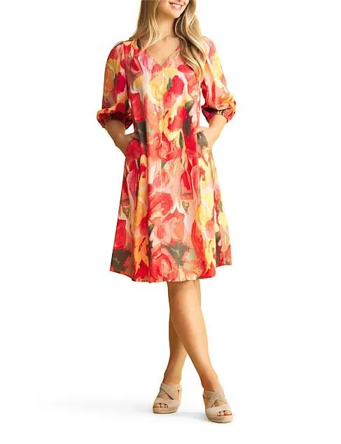 BOUQUET PRINTED SWING DRESS