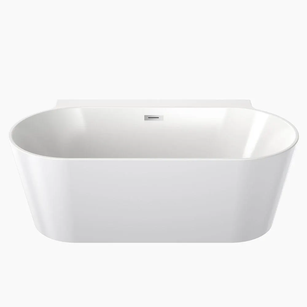 Round Back to Wall Freestanding Bath 1600mm With Overflow CL50004.WBTW