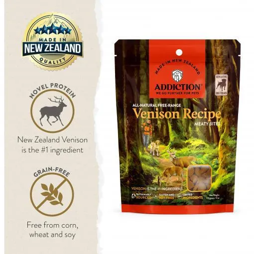 Addiction Venison Meaty Bites, Limited Ingredients Grain-Free Dog Treats