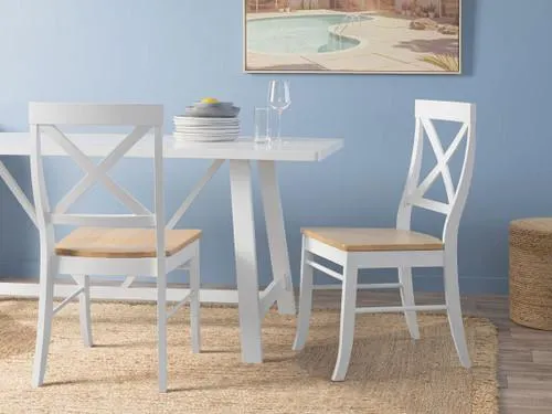 Hamptons Dining Chair - Set of 2 - White/Natural