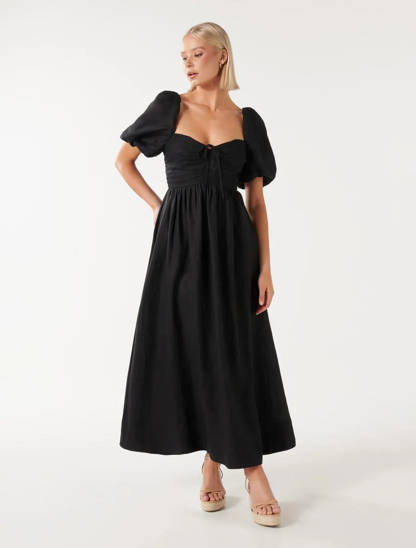 Destiny Ruched-Bodice Midi Dress