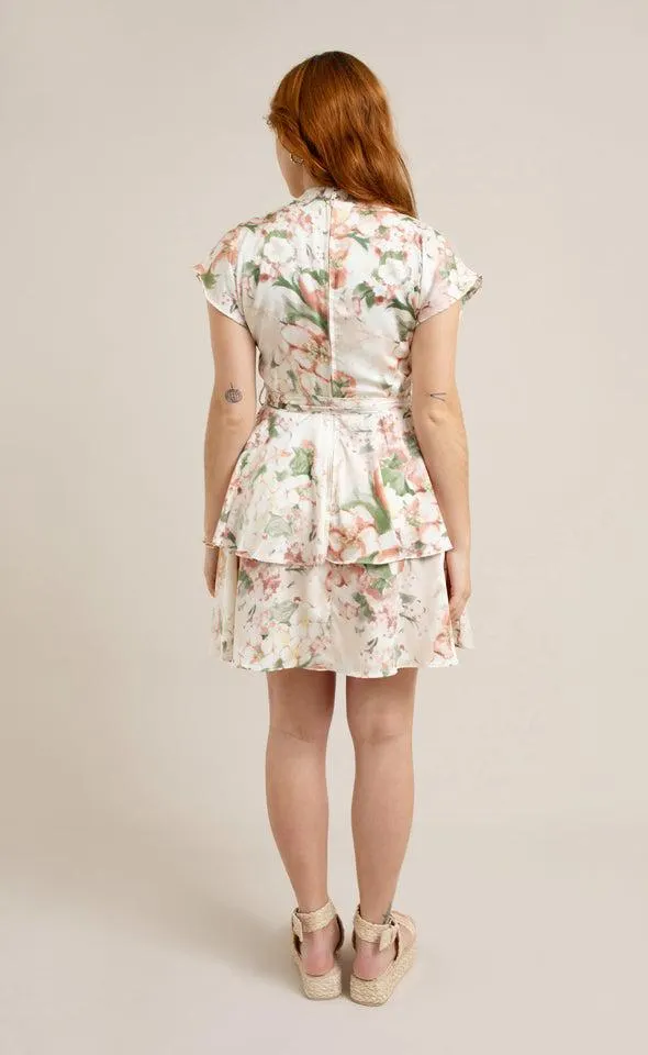 Satin Layered Skirt SS Dress