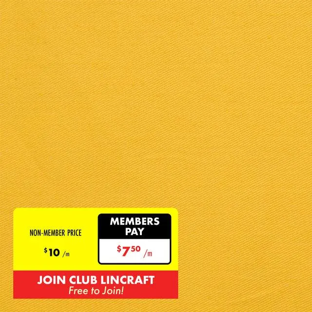 Cotton Chino Drill Fabric, Gold- Width 112cm