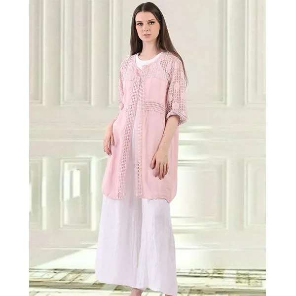 Lace-Linen Jacket Pink