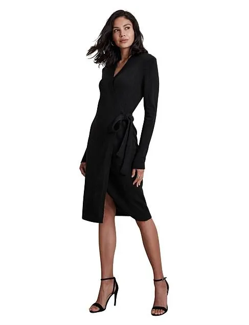 Wrap Knee-Length Sweater Dress