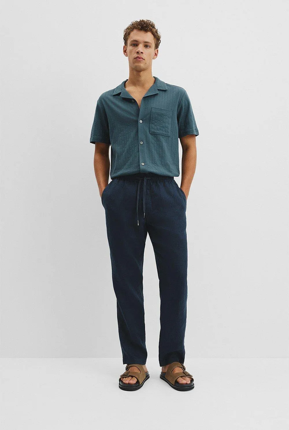 Relaxed Fit Organically Grown Linen Drawcord Pant