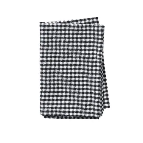 Gingham washed cotton tea towel navy