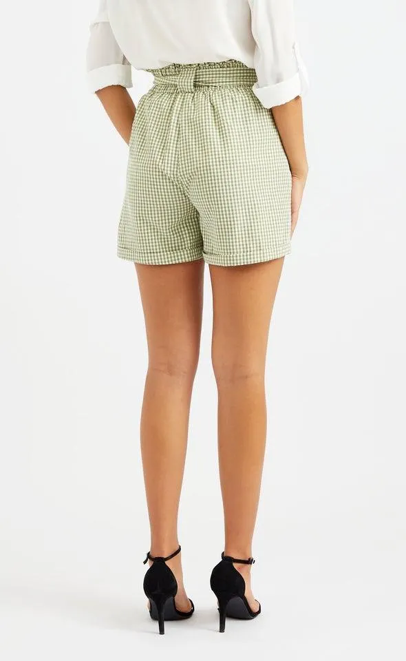 Tie Front Gingham Shorts