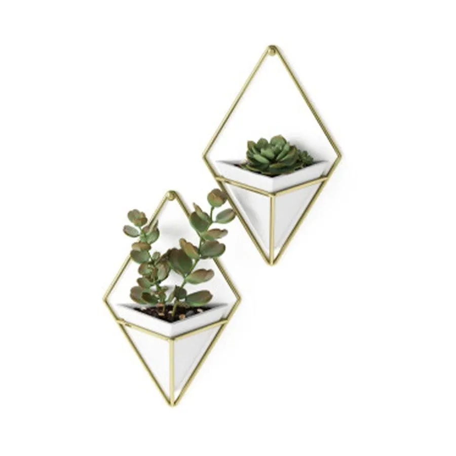 Umbra Trigg Small Wall Vessel White/Brass