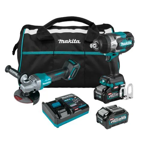 Makita XGT Cordless Angle Grinder & Impact Wrench 40v 4Ah