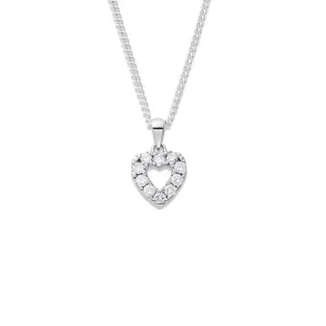 9ct White Gold, Diamond Heart Pendant TDW=.30ct