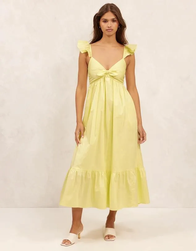 Organic Cotton Flutter Sleeve Maxi Dress