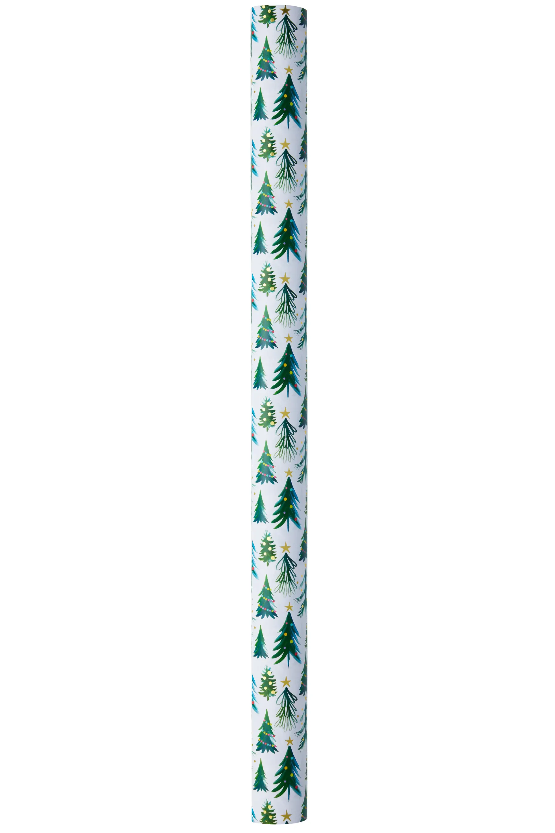 WHSmith Roll Wrap White & Green Trees 2m