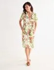 Ella J Linen V-Neck Dress, Tropical