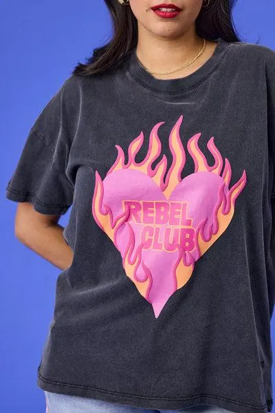 Rebel Club Flaming Heart Boyfriend Te...