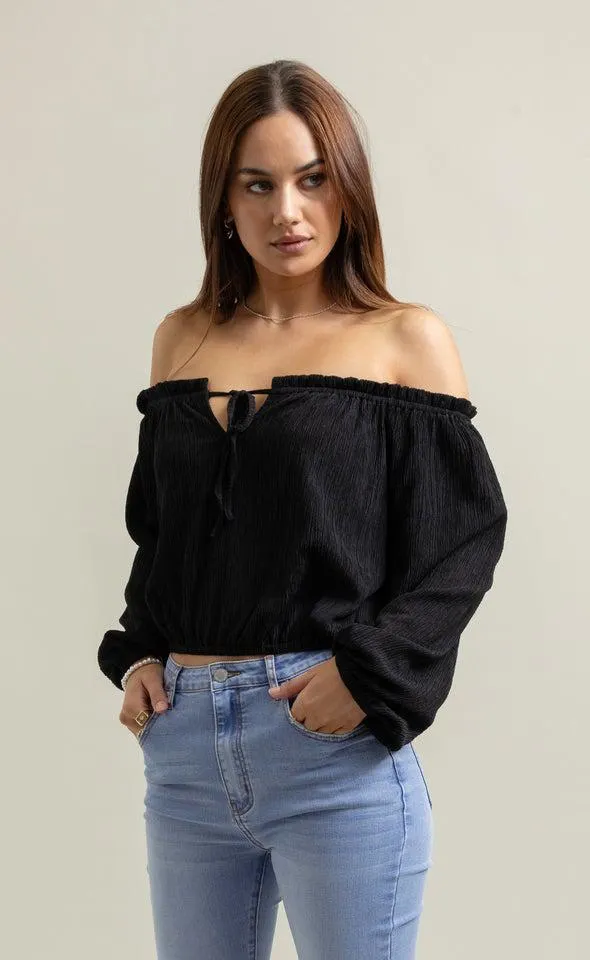 Textured Jersey Off The Shoulder Top