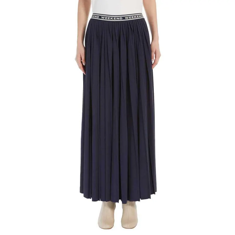 Weekend Max Mara Bleu Pleated Jersey Skirt