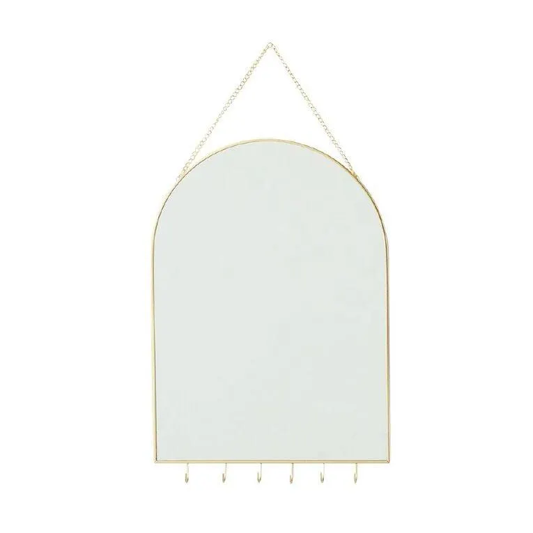 Living & Co Gold Metal Arch Hanging Mirror with Hooks