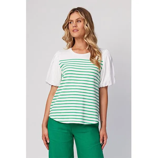 Lilly Stripe Tee Green Stripe