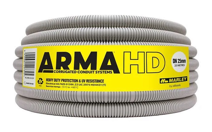 Conduit Flexible Arma Corrugated 25mm HD Grey (100m roll)