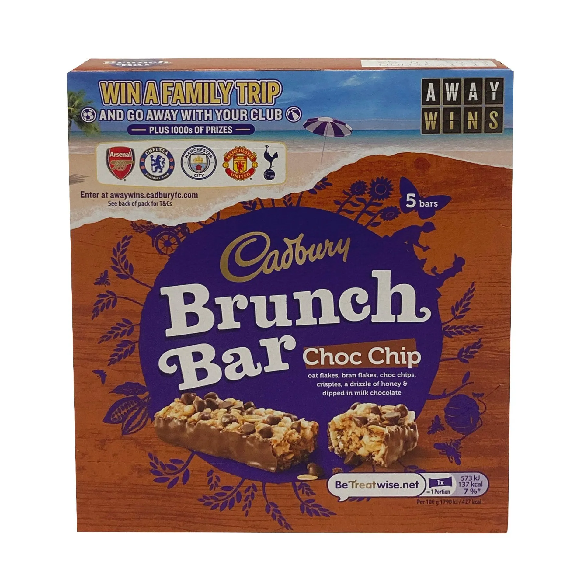 Cadbury Brunch Bar Choc Chip 5Pk 160g