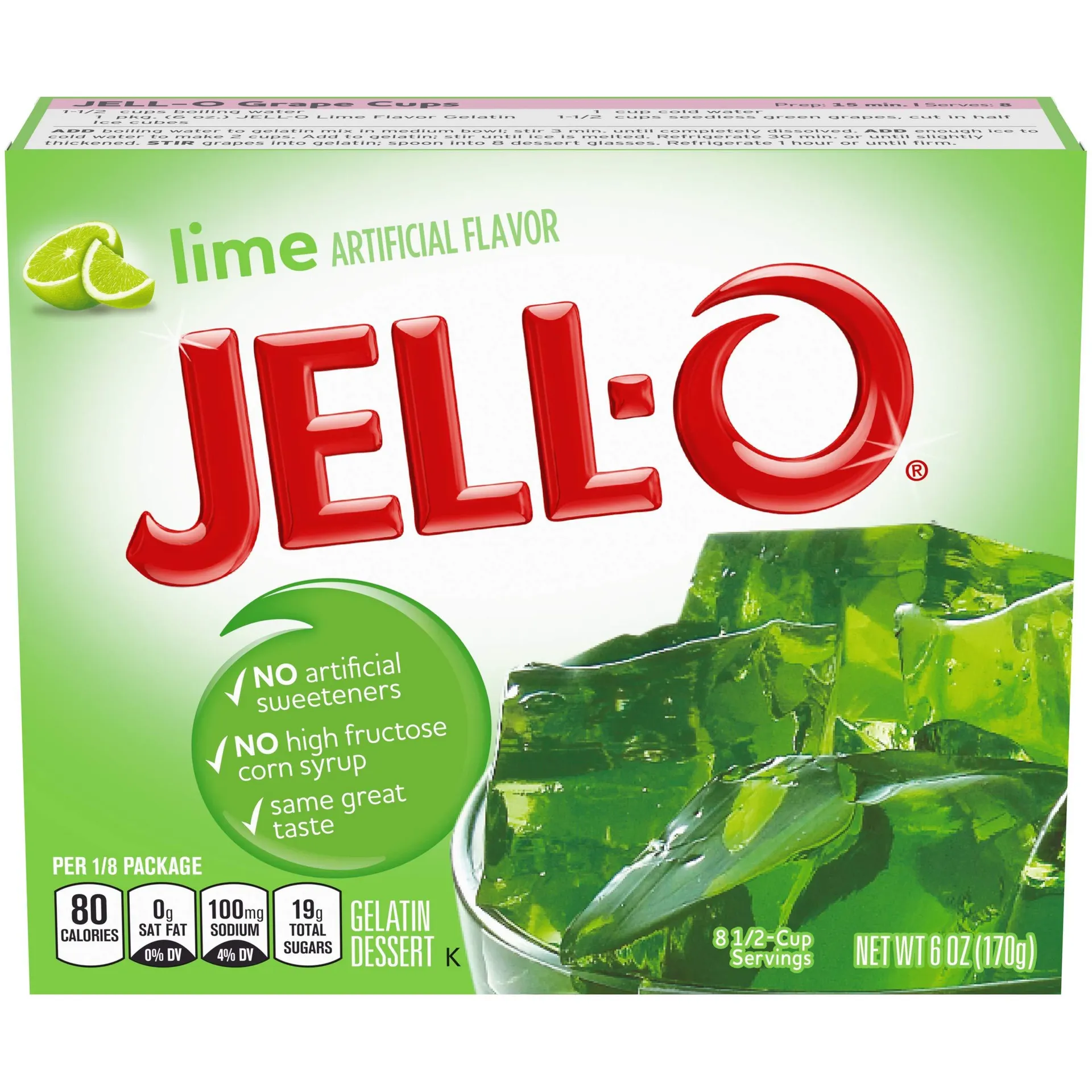 Jell-O Gelatin - Lime 6oz/170g (Large)