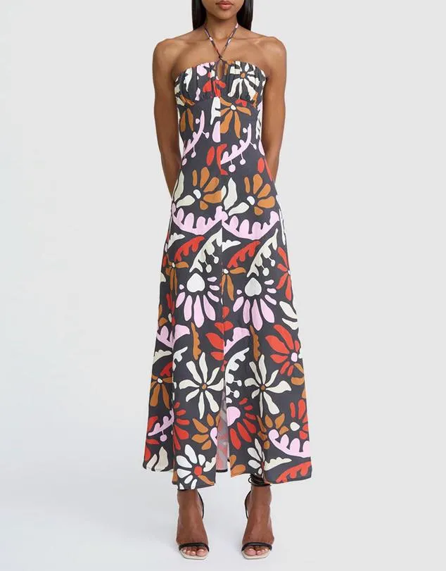 Dandy Breeze Gathered Halter Dress
