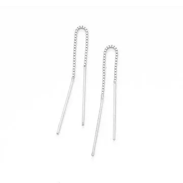 Chain and Bar Thread Earrings in Sterling Silver
