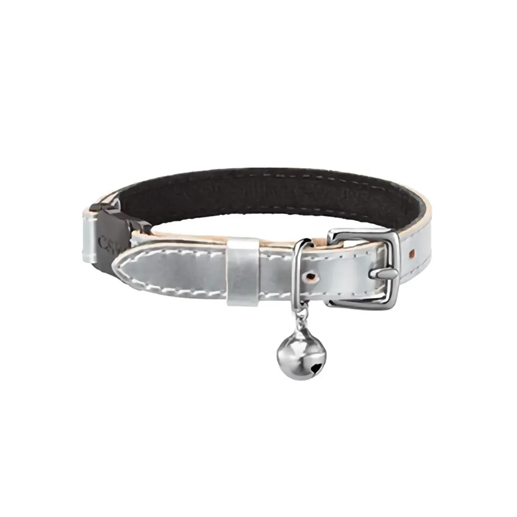 Comet Leather Cat Collar - Silver