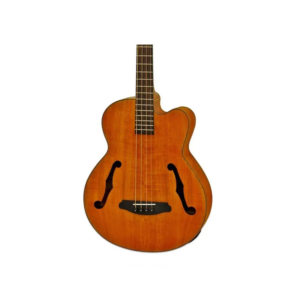 ARIA FEB-F2M 814MM MEDIUM SCALE ELECTRIC ACOUSTIC BASS - SEE THRU BROWN ABB24