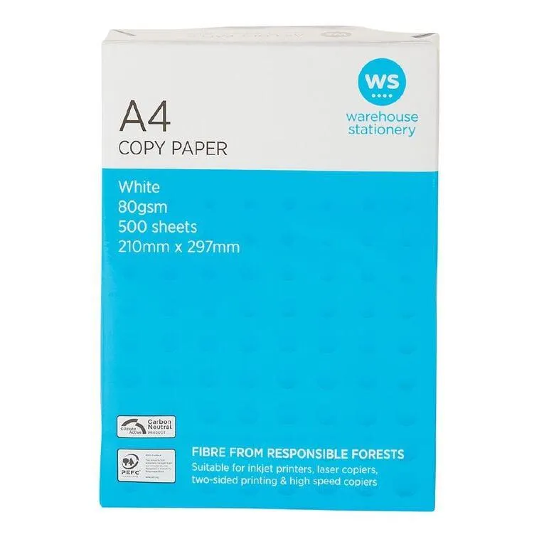 WS Photocopy Paper A4 80gsm 500 Sheet Ream