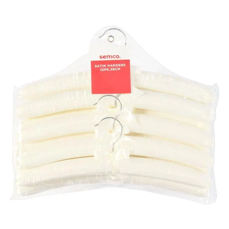 Satin Hangers, 10 pack Cream 38 cm