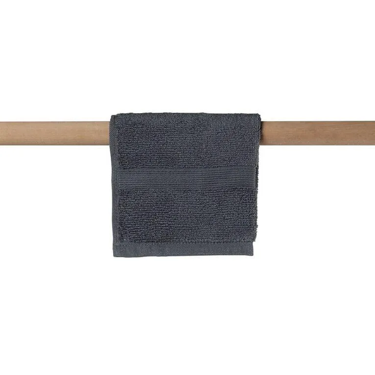 Living & Co Plush Plain Face Towel Charcoal 30cm x 30cm