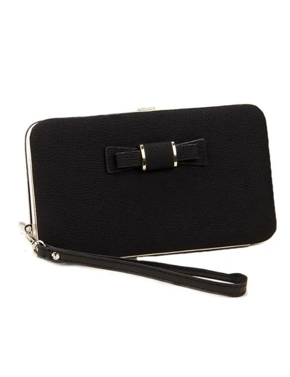 Phone Purse Bow Tie Black, Pink, Rose or Navy - Black