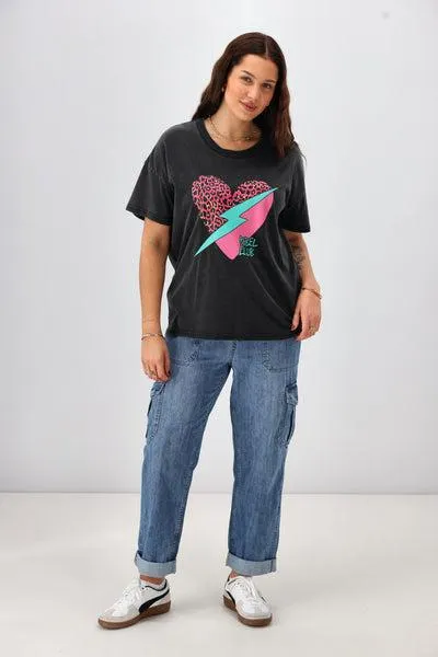 Rebel Club Lighting Love Tee Acid Black