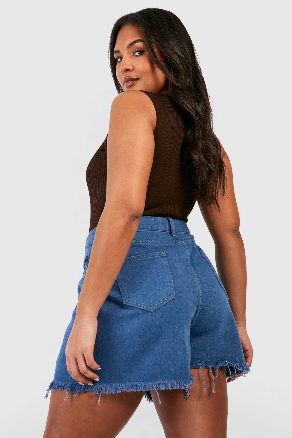 Plus Denim Mom Short