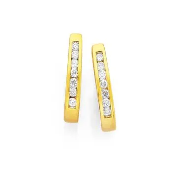 9ct, Diamond Huggies