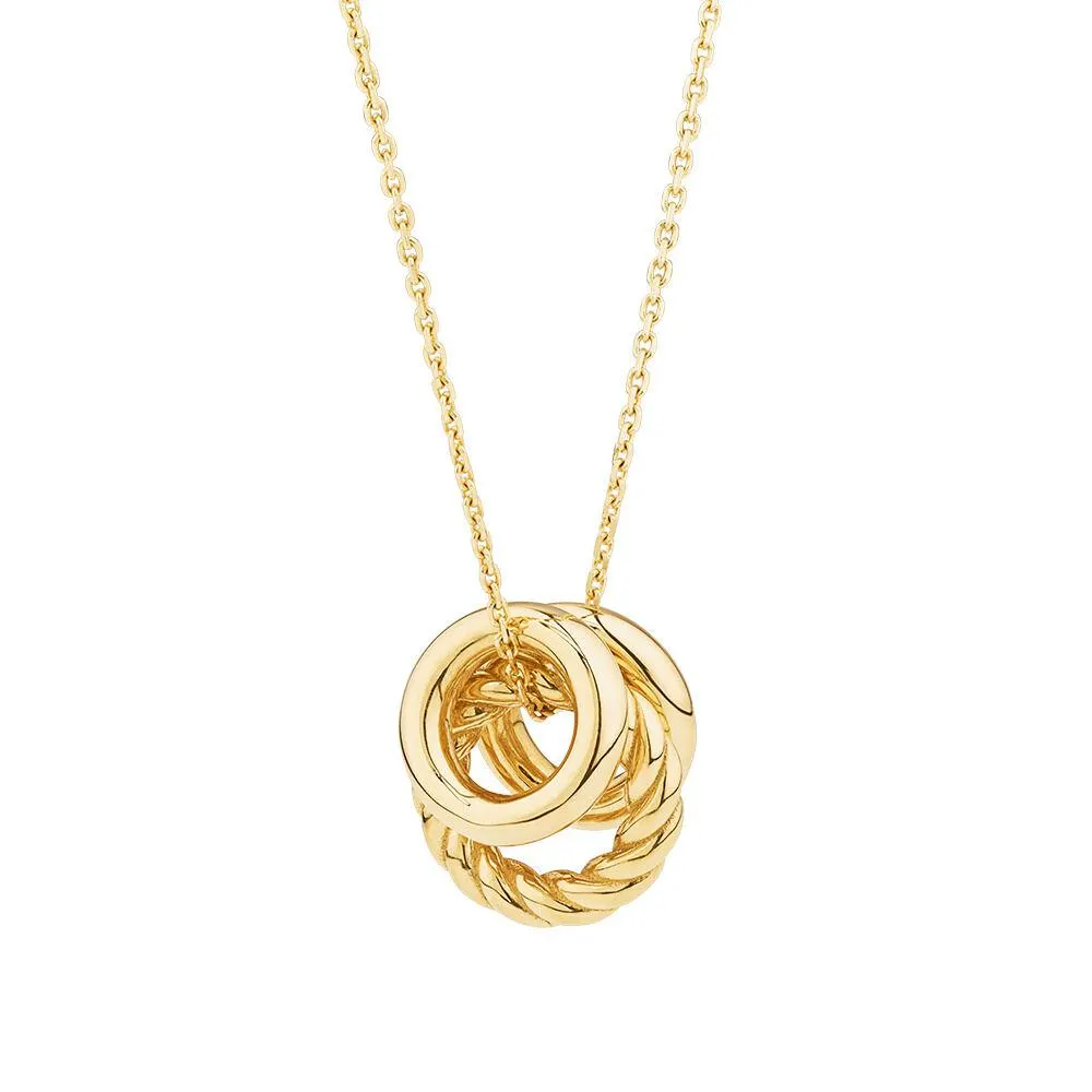 Rondel Trio Necklace in 10kt Yellow Gold
