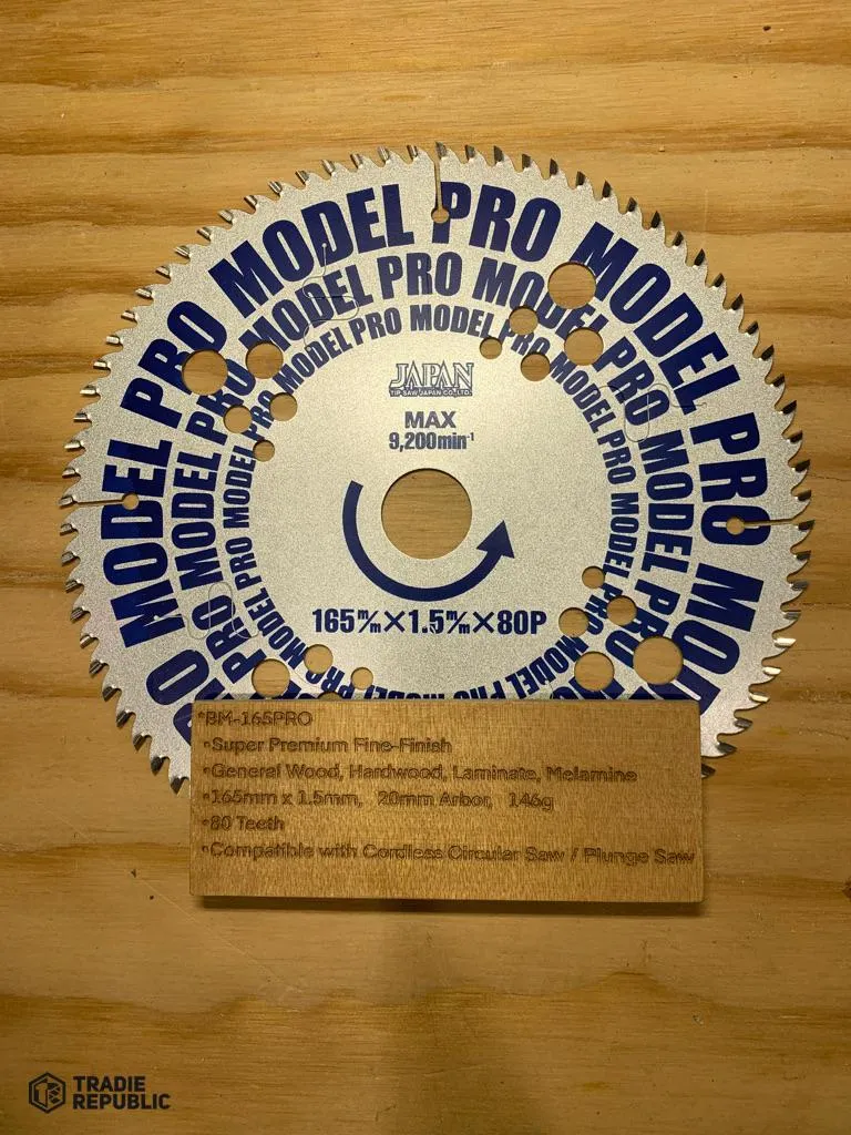 Chippie Chop Tip Saws Skilly Blade 165 x 1.5mm 80T Pro model Fine Wood