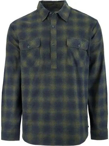 Men's 1/2 Placket Flannel Shirt in Khaki