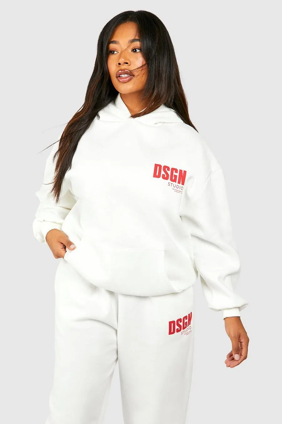 Plus Dsgn Studio Text Print Oversized Hoodie