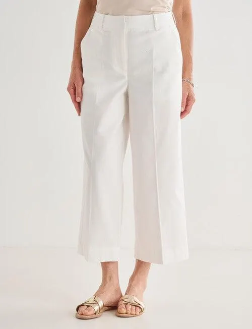 Ella J Wide Leg 7/8th Pant, Ivory