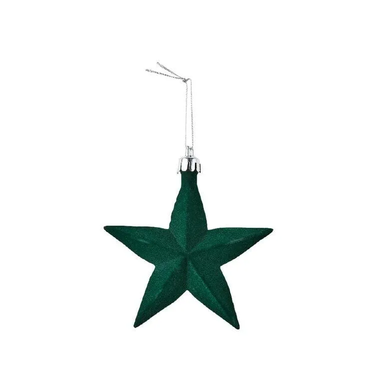 Wonderland Joyful Tidings Flocked Star Christmas Decorations Assorted