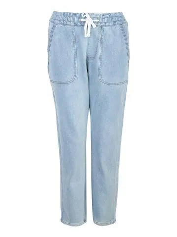 Women's Knitted Denim Jogger in Bleach Wash
