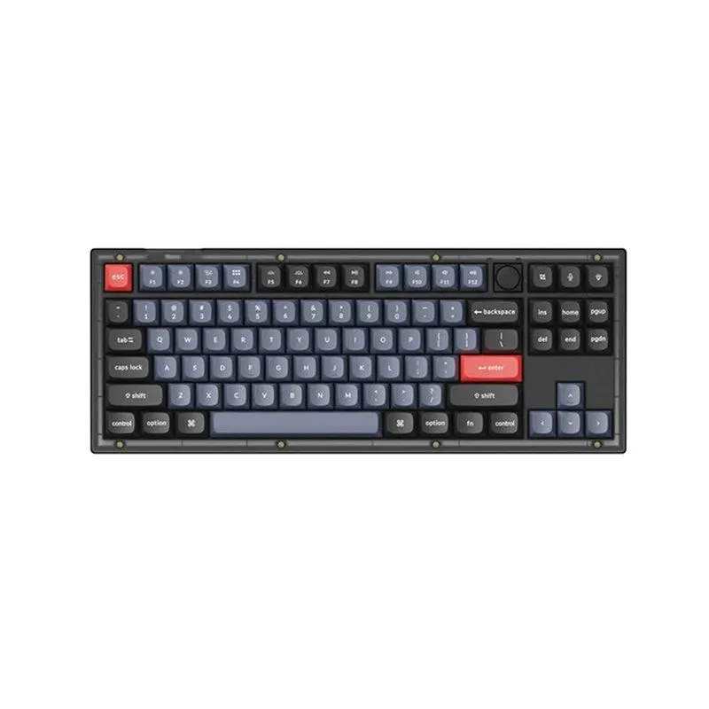 Keychron V3-C1 Knob QMK TKL RGB Hot-Swappable Mechanical Keyboard Gateron Red Switch Frosted Black