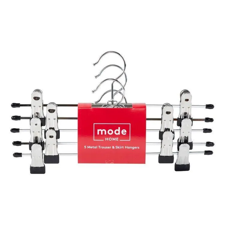 Mode Home Trouser & Skirt Metal Hanger 5 Pack Grey