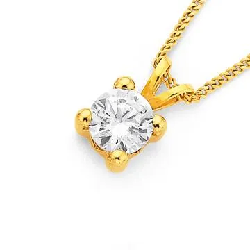9ct 6mm Cubic Zirconia Pendant